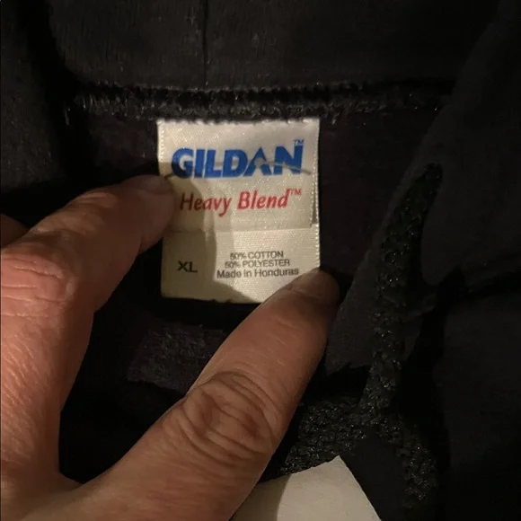 Gildan Black Hoodie with White and Red Triforce Graphic - Picture 4 of 4